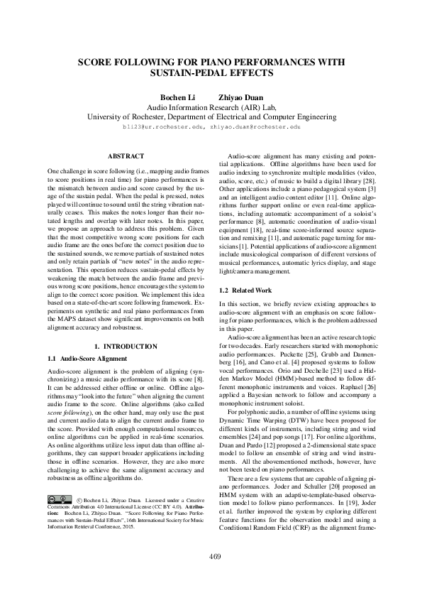 (PDF) Score Following For Piano Performances With Sustain-Pedal Effects