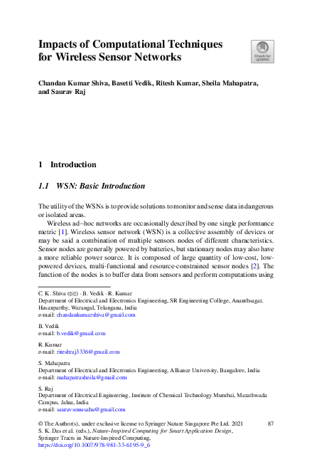 (PDF) Impacts of Computational Techniques for Wireless Sensor Networks
