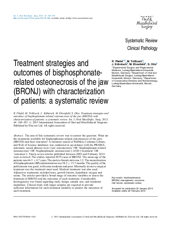 (PDF) Treatment strategies and outcomes of bisphosphonate-related ...
