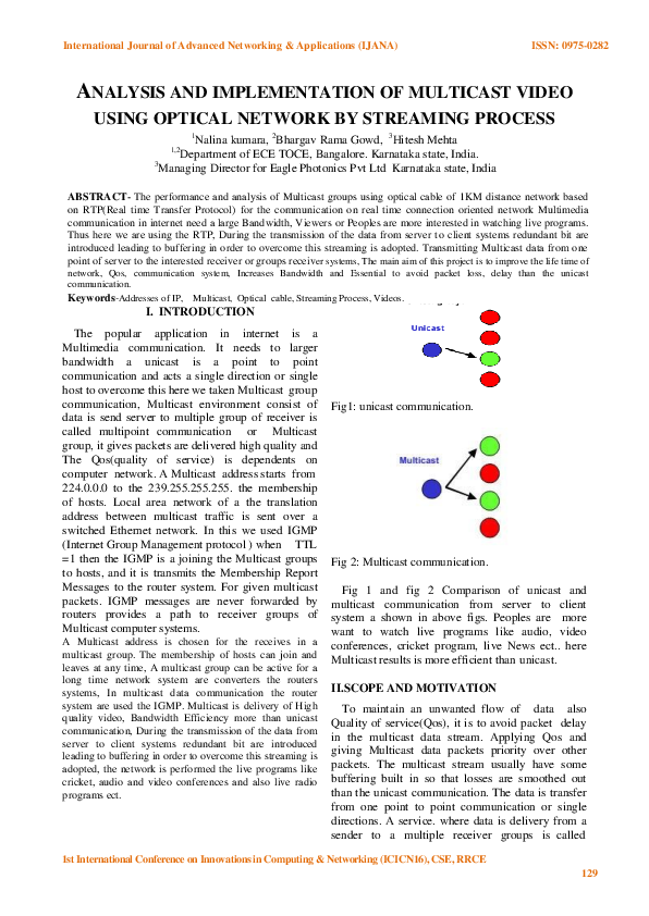 (PDF) Analysis and Implementation of Multicast Video Using Optical ...