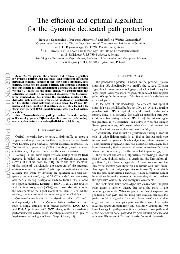(PDF) The efficient and optimal algorithm for the dynamic dedicated ...