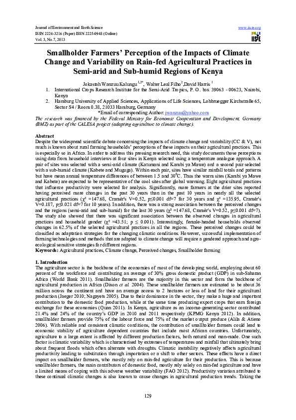 (PDF) Smallholder Farmers’ Perception of the Impacts of Climate Change ...