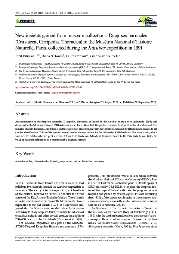 (PDF) New insights gained from museum collections: Deep-sea barnacles ...