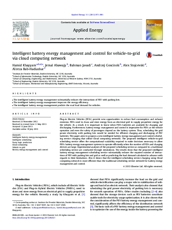 (PDF) Intelligent battery energy management and control for vehicle-to ...