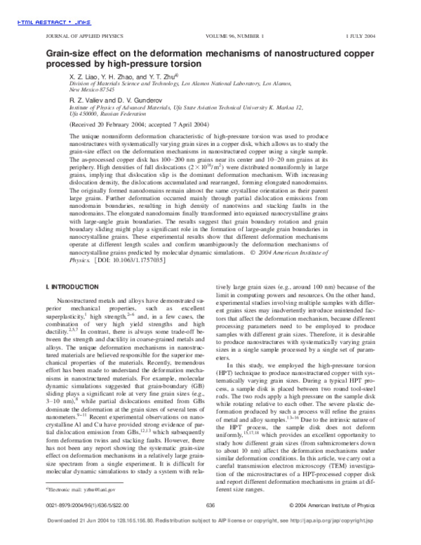 (PDF) Grain-size effect on the deformation mechanisms of nanostructured ...