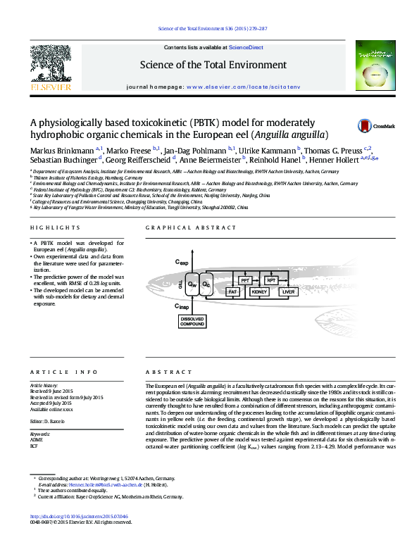(PDF) A physiologically based toxicokinetic (PBTK) model for moderately ...