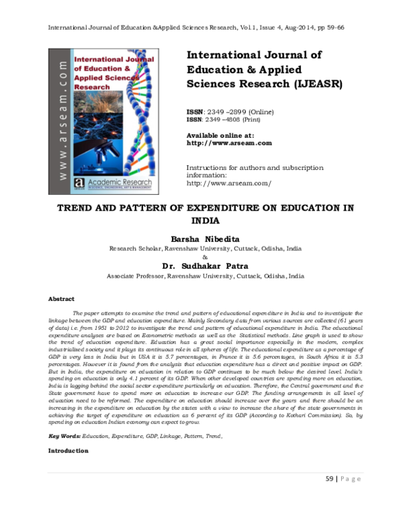 (PDF) Trend and Pattern of Expenditure on Education in India