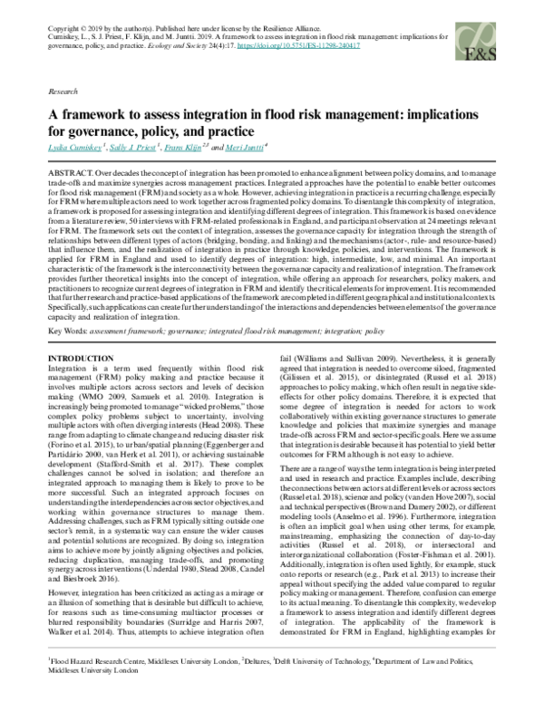 (PDF) A framework to assess integration in flood risk management ...