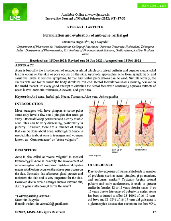 (PDF) Formulation and Evaluation of Cosmetic Herbal Face Pack for