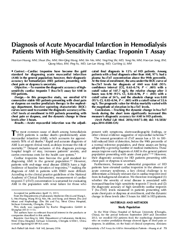 (PDF) Diagnosis of Acute Myocardial Infarction in Hemodialysis Patients ...
