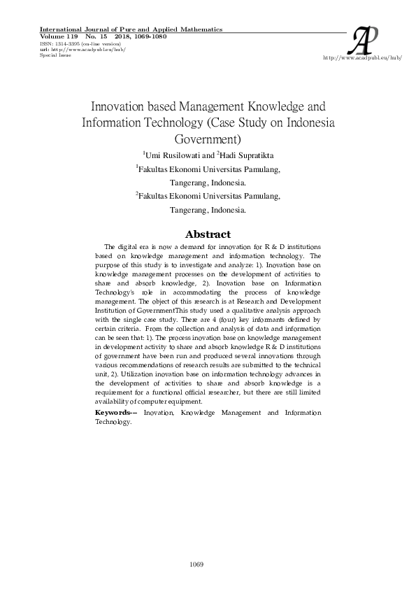 (PDF) Innovation based Management Knowledge and Information Technology ...