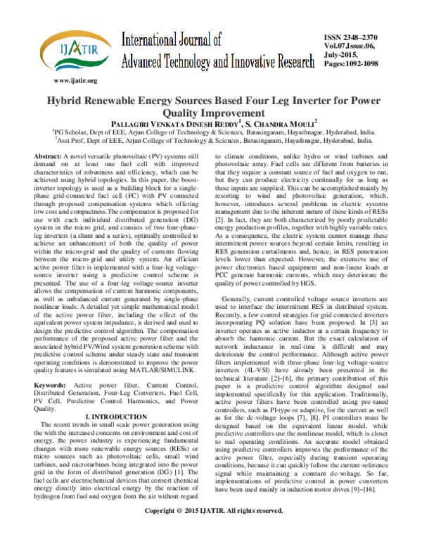 (PDF) Hybrid Renewable Energy Sources Based Four Leg Inverter for Power ...