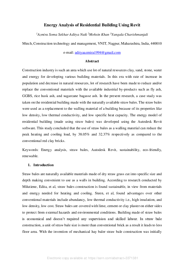 (PDF) Energy Analysis of Residential Building Using Revit
