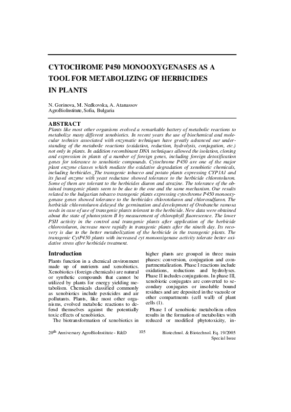 (PDF) Cytochrome P450 Monooxygenases as a Tool for Metabolizing of ...