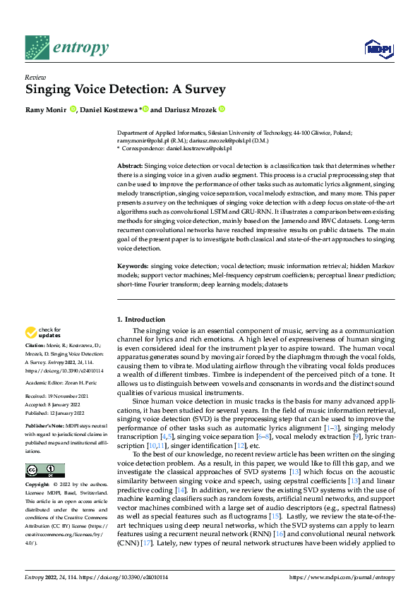 (PDF) Singing Voice Detection: A Survey