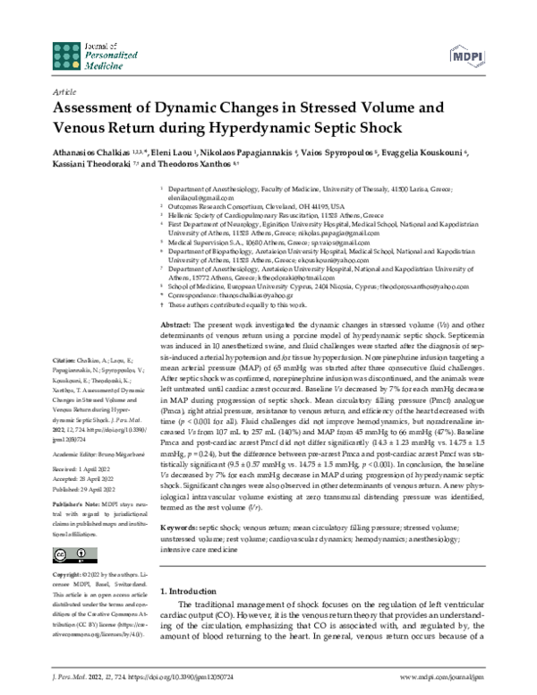 (PDF) Assessment of Dynamic Changes in Stressed Volume and Venous ...
