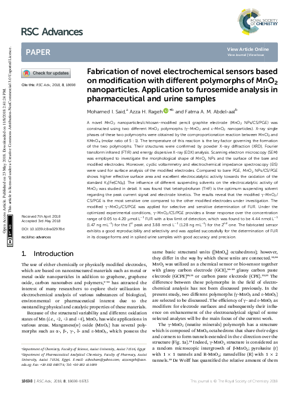 (PDF) Fabrication of novel electrochemical sensors based on ...