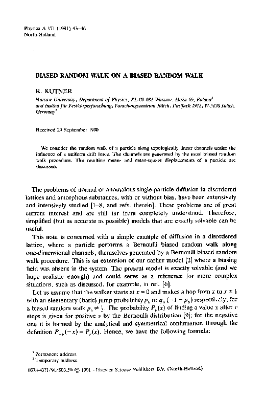 (PDF) Biased random walk on a biased random walk