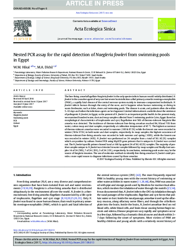 (PDF) Nested PCR assay for the rapid detection of Naegleria fowleri ...