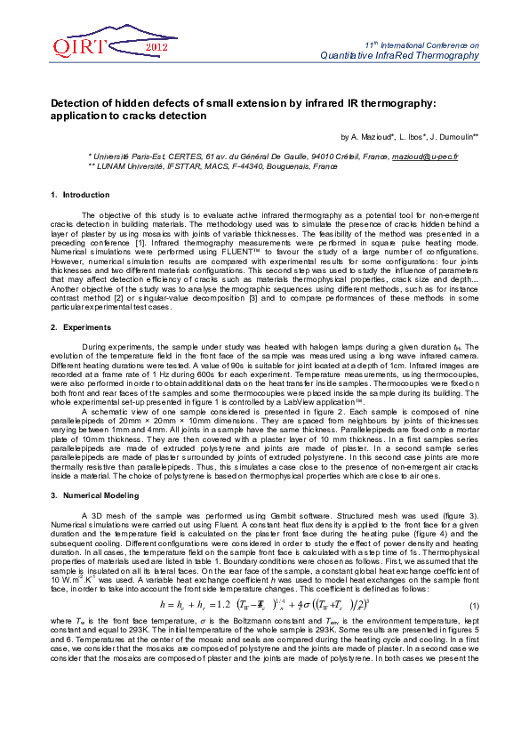 (PDF) Detection of hidden defects of small extension by infrared IR ...