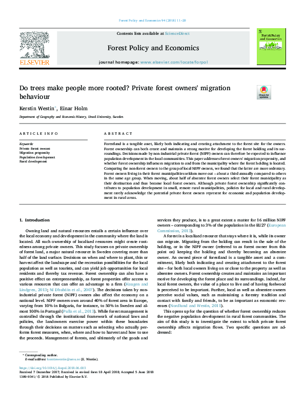 (PDF) Do trees make people more rooted? Private forest owners