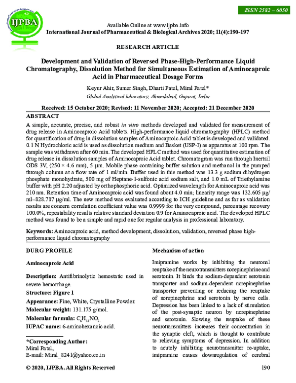 (PDF) Development and Validation of Reversed Phase-High-Performance ...