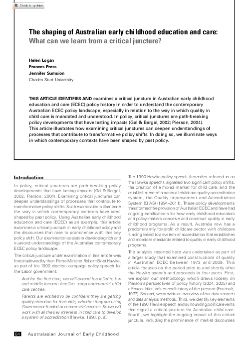 (PDF) The Shaping of Australian Early Childhood Education and Care ...