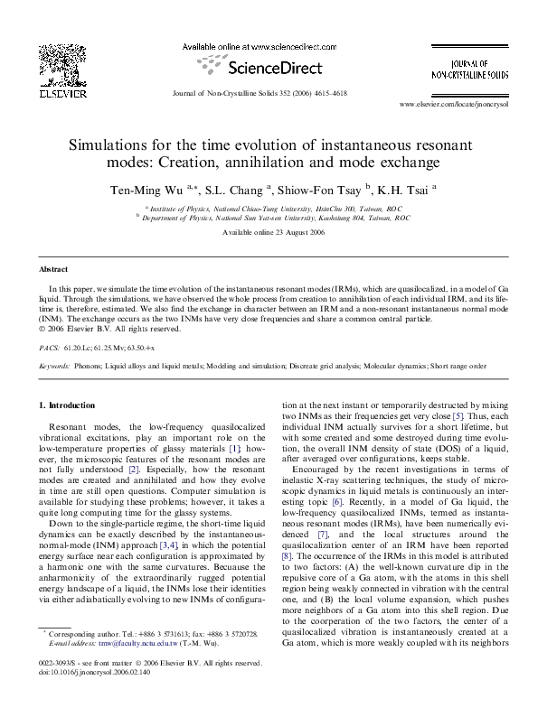 (PDF) Simulations for the time evolution of instantaneous resonant ...