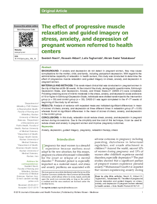 (PDF) The effect of progressive muscle relaxation and guided imagery on ...