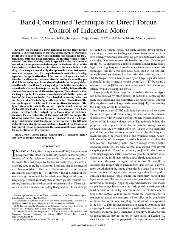 (PDF) Band-Constrained Technique for Direct Torque Control of Induction ...