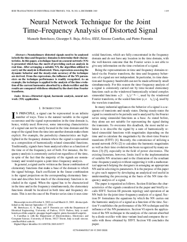 (PDF) Neural network technique for the joint time-frequency analysis of ...