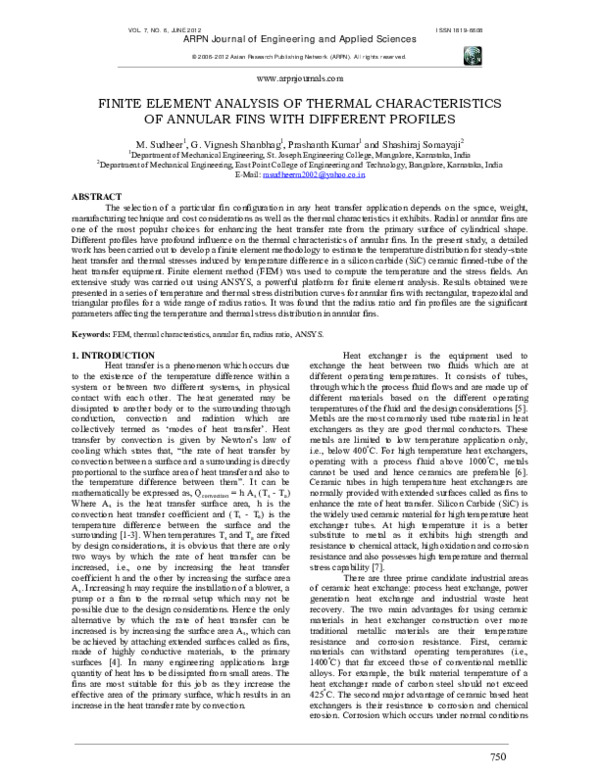 (PDF) Finite Element Analysis of Thermal Characteristics of Annular ...