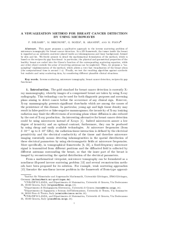 (PDF) A Visualization Method for Breast Cancer Detection Using Microwaves