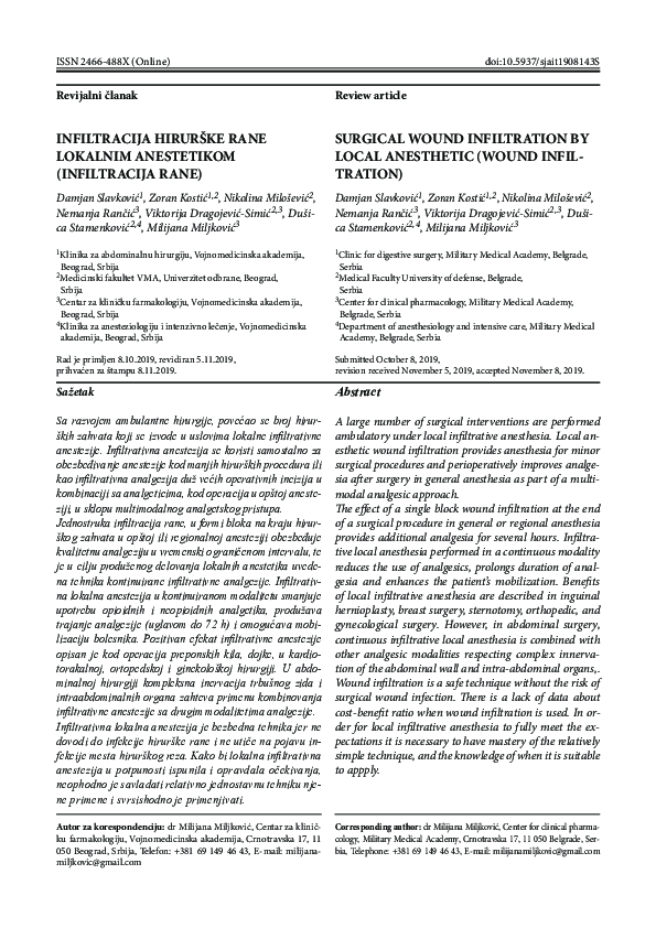 (PDF) Surgical wound infiltration by local anesthetic Wound