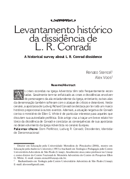 (PDF) Levantamento histórico da dissidência de L. R. Conradi