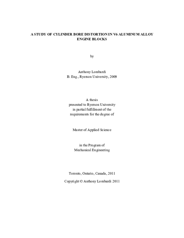 (PDF) A Study Of Cylinder Bore Distortion In V6 Aluminum Alloy Engine