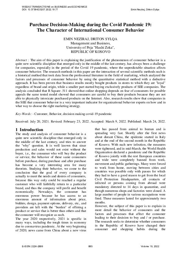 (PDF) Purchase Decision-Making during the Covid Pandemic 19: The ...