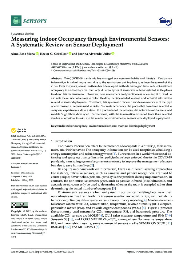 (PDF) Measuring Indoor Occupancy through Environmental Sensors: A ...