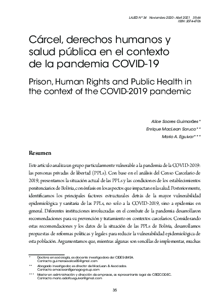 (PDF) Cárcel, derechos humanos y salud pública en el contexto de la ...