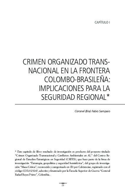 (PDF) Crimen organizado transnacional en la frontera Colombo Brasileña ...