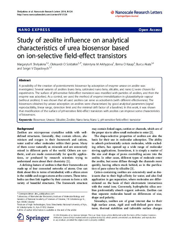 (PDF) Study of zeolite influence on analytical characteristics of urea