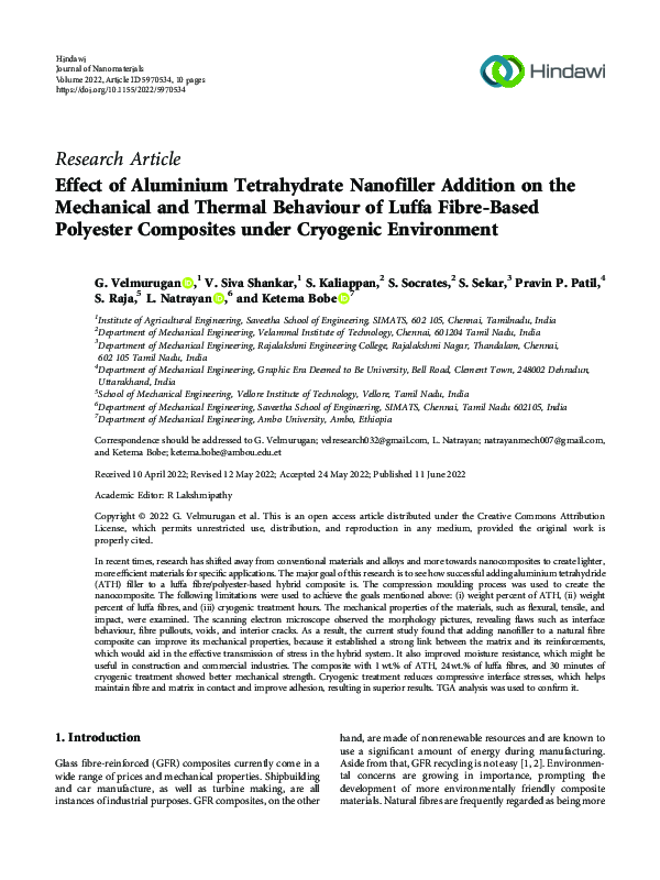 (PDF) Effect of Aluminium Tetrahydrate Nanofiller Addition on the ...