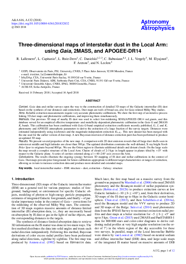 (PDF) Three-dimensional maps of interstellar dust in the Local Arm ...