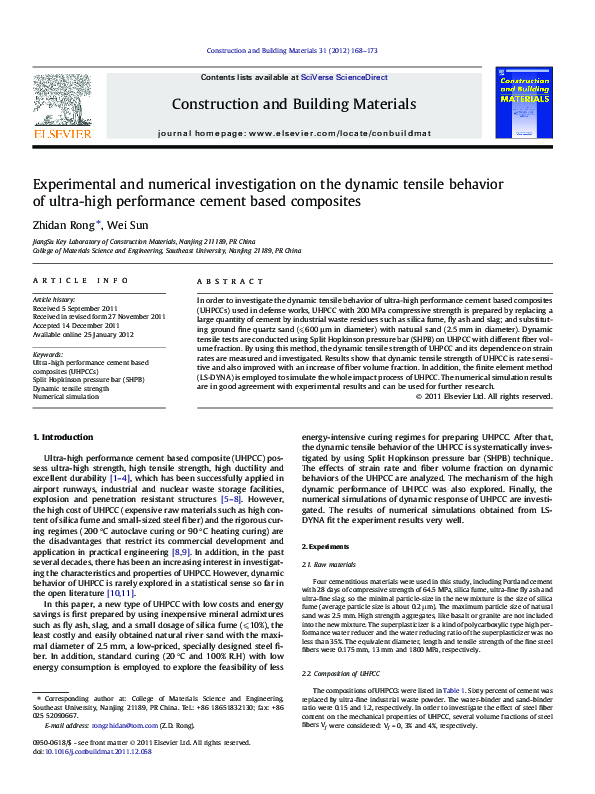 (PDF) Experimental and numerical investigation on the dynamic tensile ...