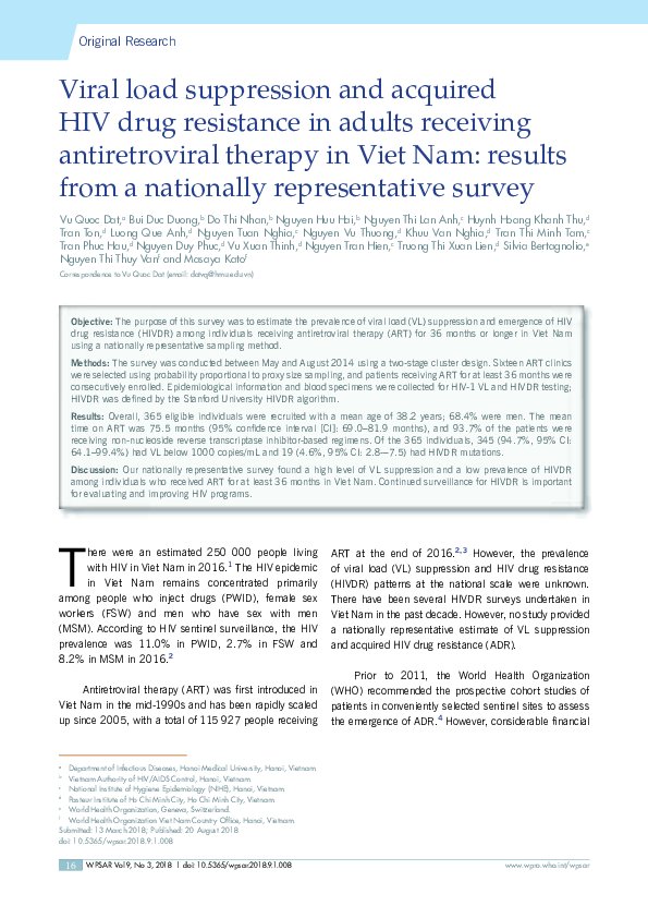 (PDF) Viral load suppression and acquired HIV drug resistance in adults ...