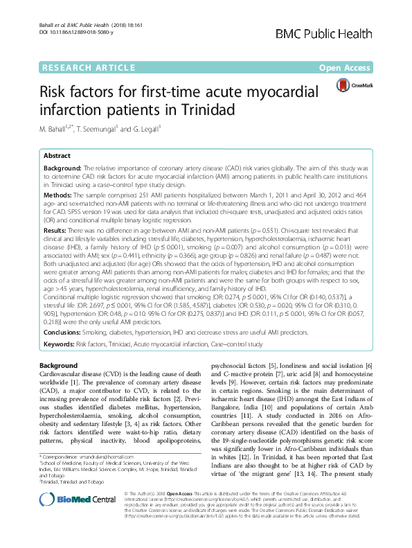 (PDF) Risk factors for first-time acute myocardial infarction patients ...