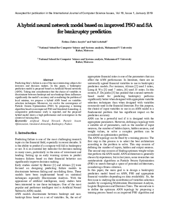 (PDF) A hybrid neural network model based on improved PSO and SA for ...