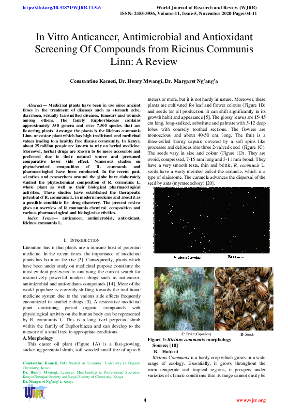 (PDF) In Vitro Anticancer, Antimicrobial and Antioxidant Screening Of ...