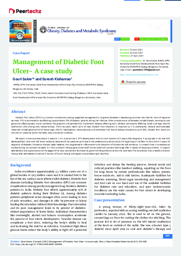 (PDF) Management of Diabetic Foot Ulcer- A case study