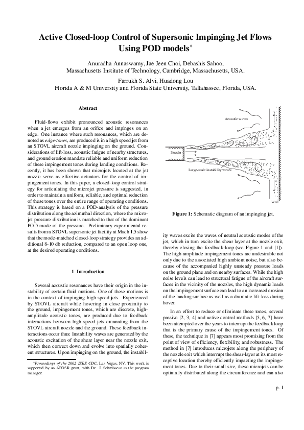 (PDF) Active Closed-loop Control of Supersonic Impinging Jet Flows ...